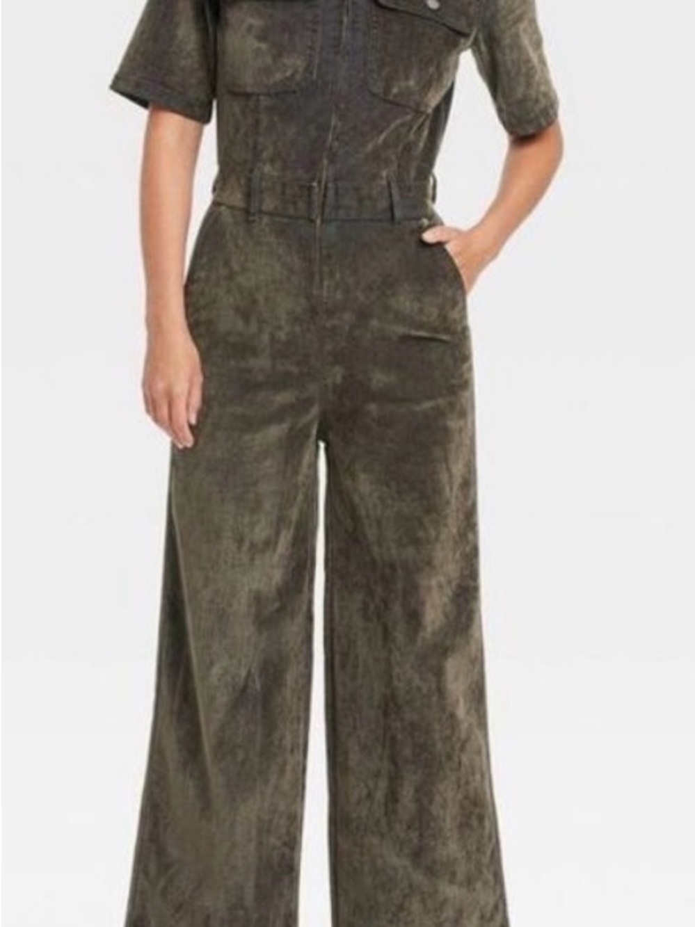 Universal Thread Wide-Leg Corduroy Pants in Olive Green